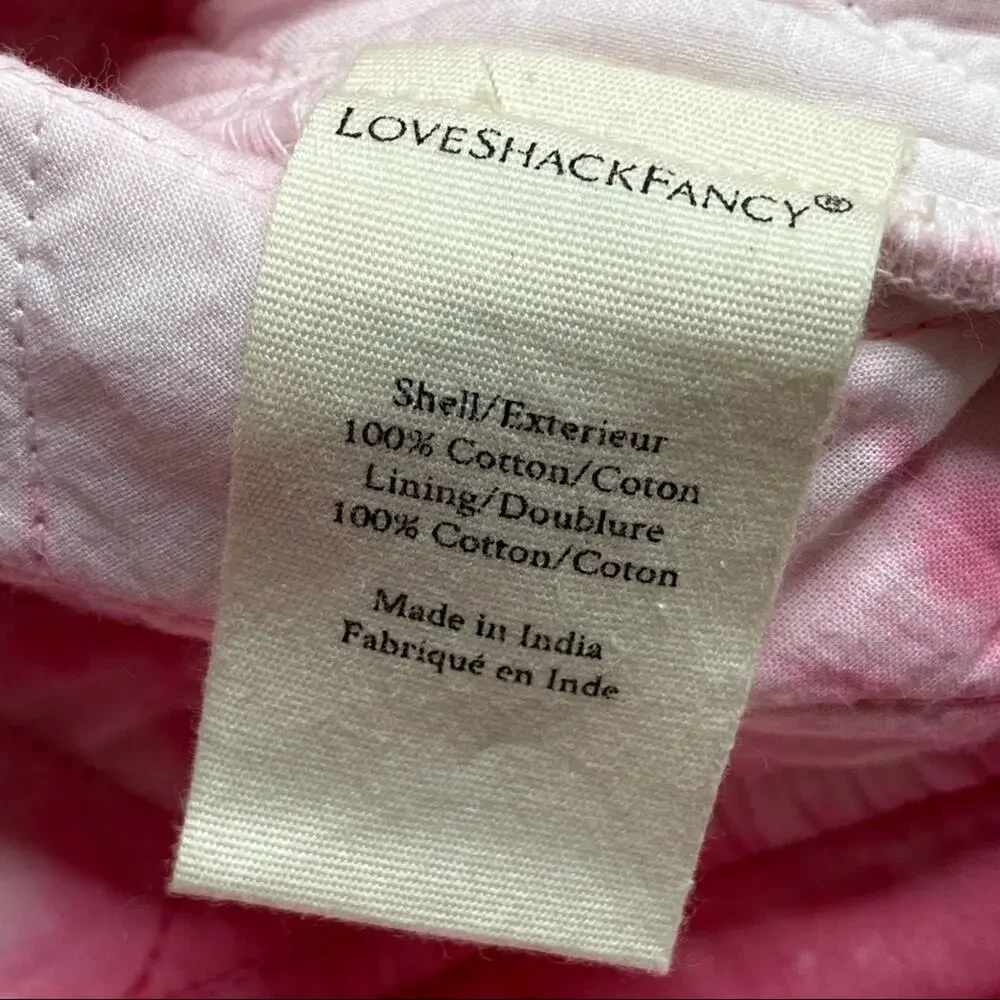 LoveShackFancy Adelade Hibiscus Hand Dye Pink Oversized Quilted Jacket Medium - Picture 15 of 15